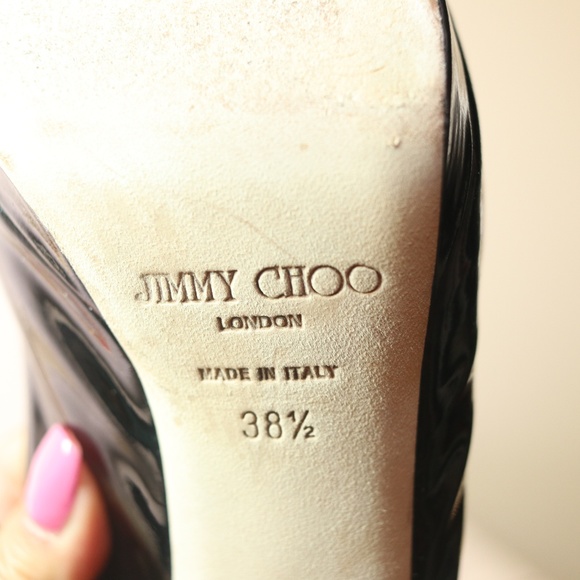 Jimmy Choo London Black Patent Leather heel 38.5 - Picture 6 of 8